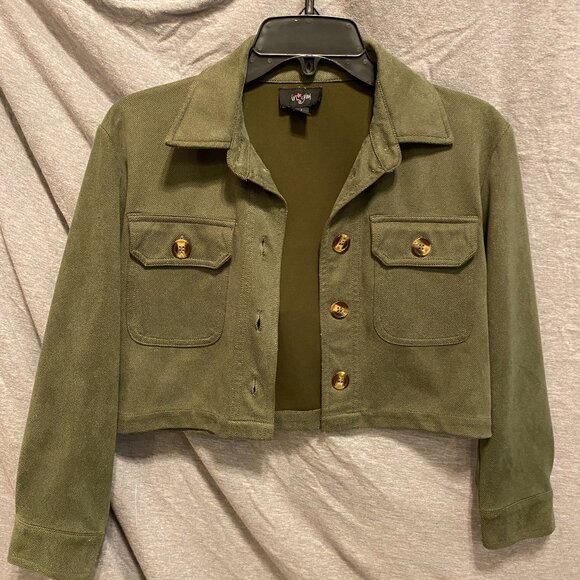 I.N.Girl Other - I.N.Girl MED 10-12 Green Long Sleeve Corduroy Jacket Pockets 2 Buttons Stretch
